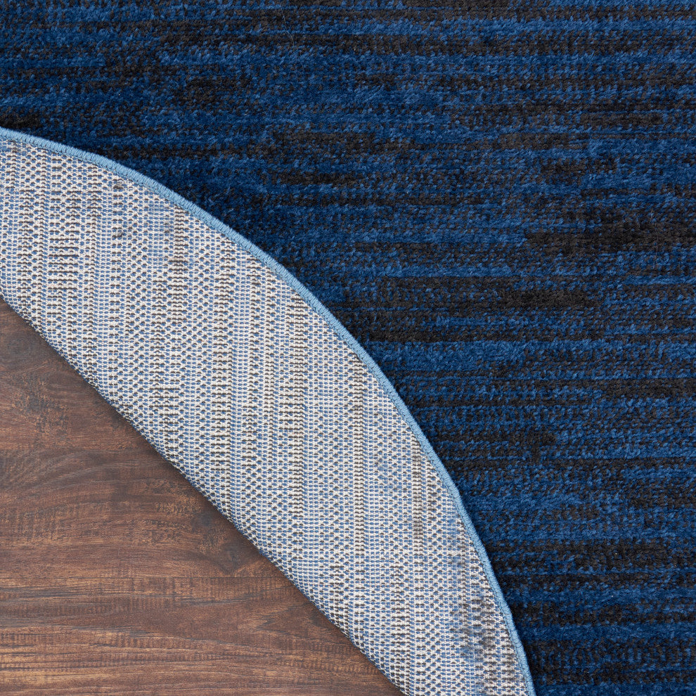 Nourison Essentials 8' x Round Midnight Blue Outdoor Area Rug