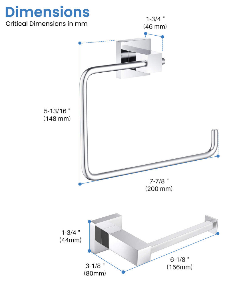 Cube 2-Piece Bathroom Hardware Set, Chrome