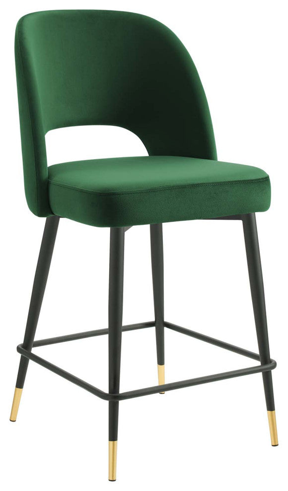 Rouse Performance Velvet Counter Stool, Emerald