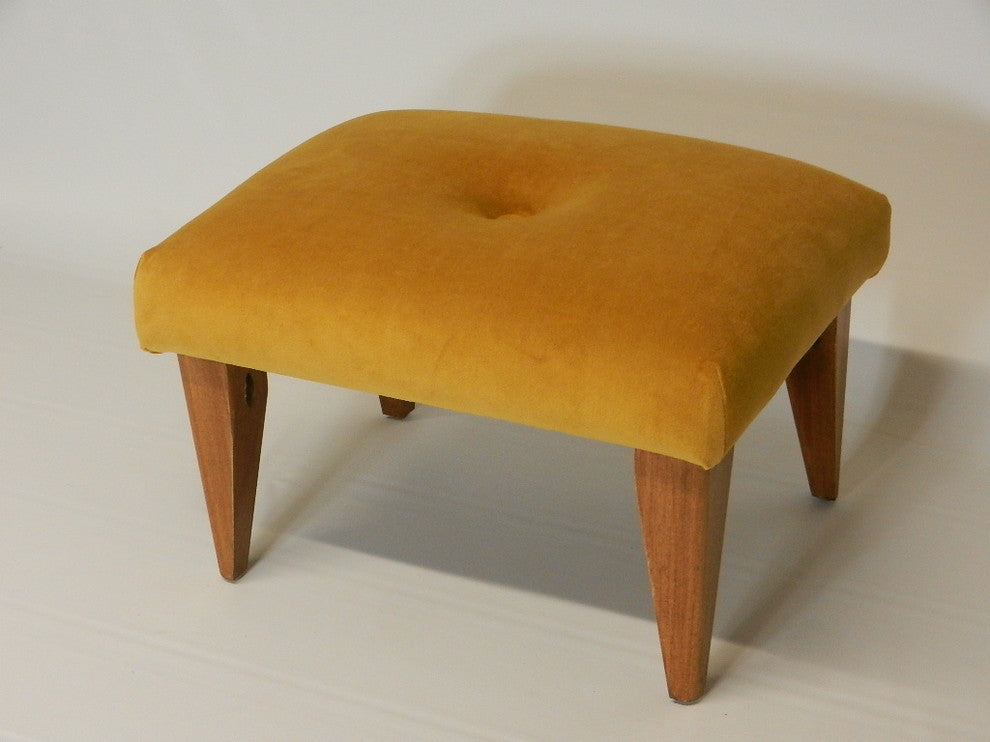 Tufted Suede Footstool, Gold