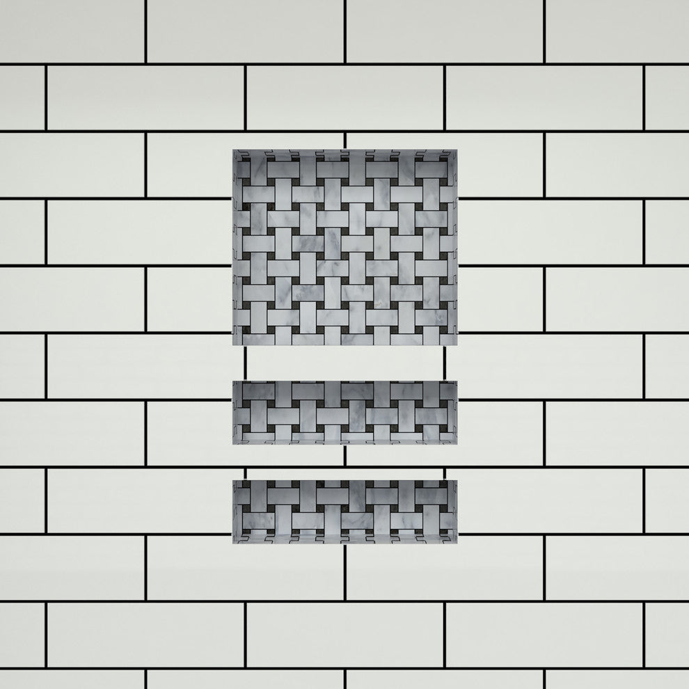 Tile Redi RNT1620D-6 Triple Niche Set, Recessed Shower Shelves