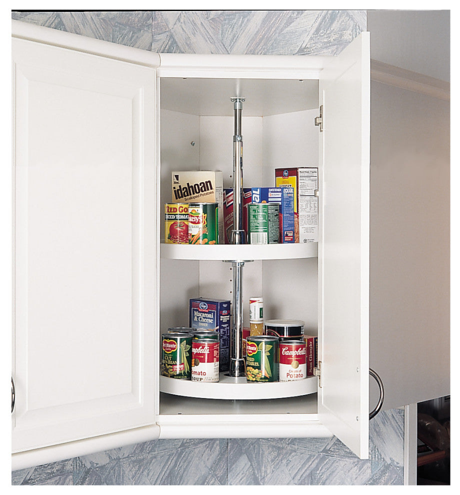 Polymer Full-Circle 2-Shelf Lazy Susan for Corner Wall Cabinets, White, 16"W
