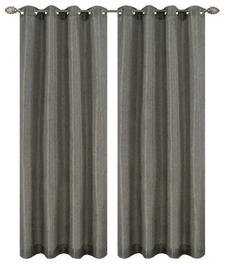 Tweed Drapery Curtain Panels with Grommets, Hunter Gray