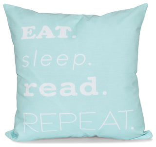 26"x26" My Mantra, Word Print Pillow, Aqua