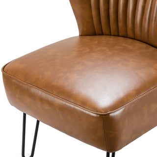 Upholstered Accent Side Chair With Tufted Back, Camel
