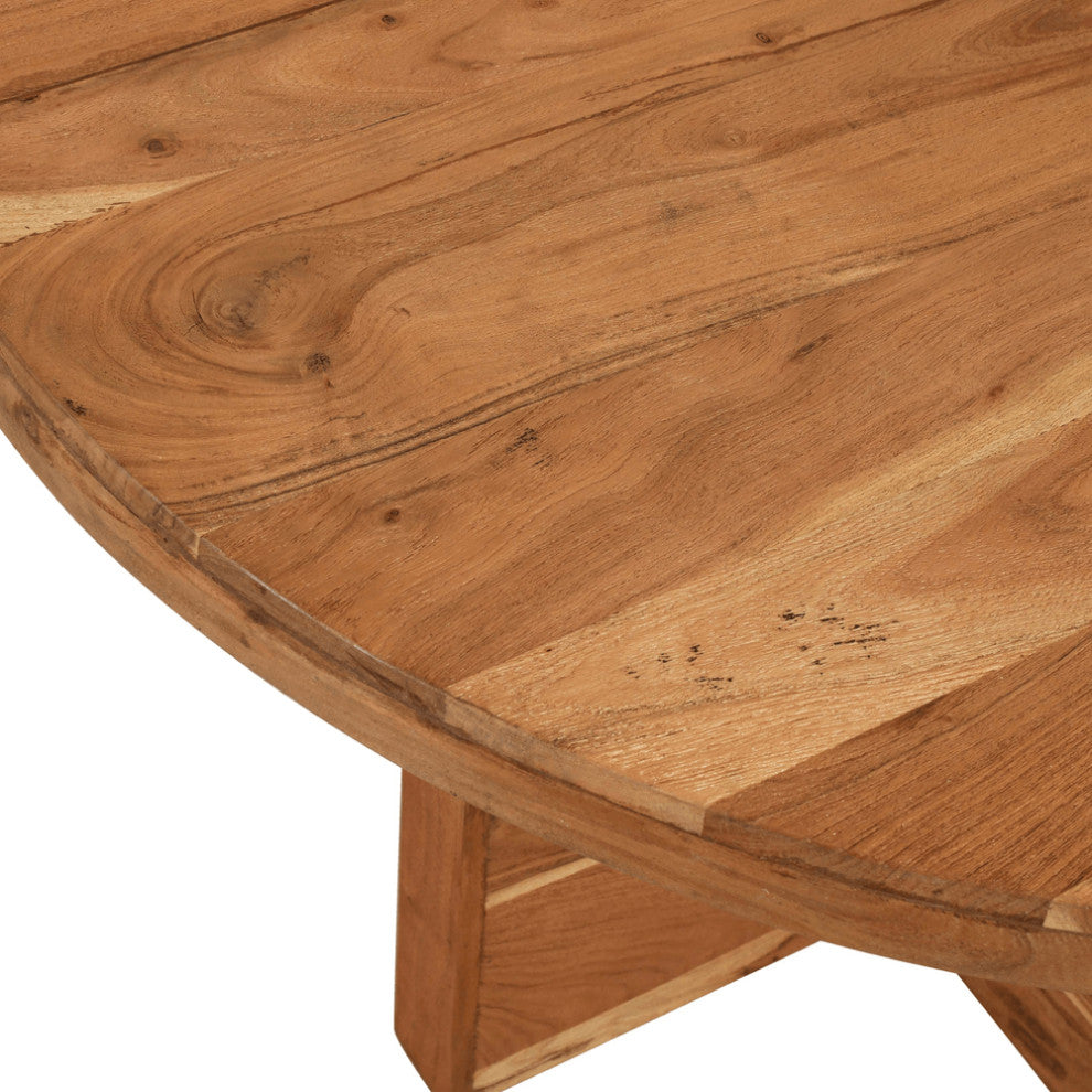 48" Natural Rounded Solid Wood Dining Table