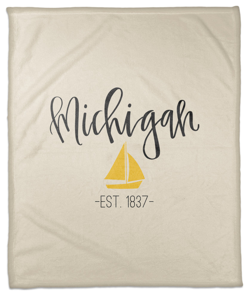 Michigan Established 50x60 Coral Fleece Blanket