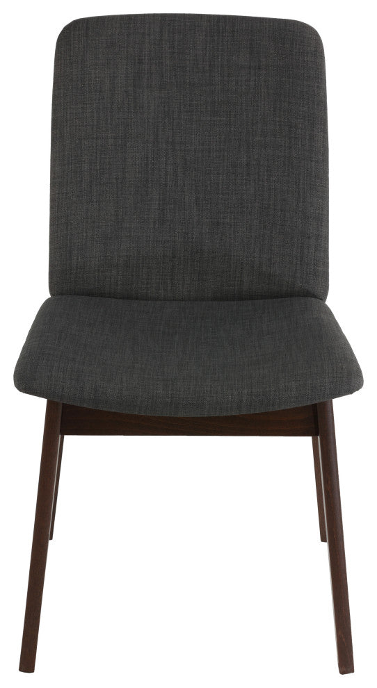Cortesi Home Bjorn Dining Chair, Charcoal Fabric, Walnut Finish, Set of 2