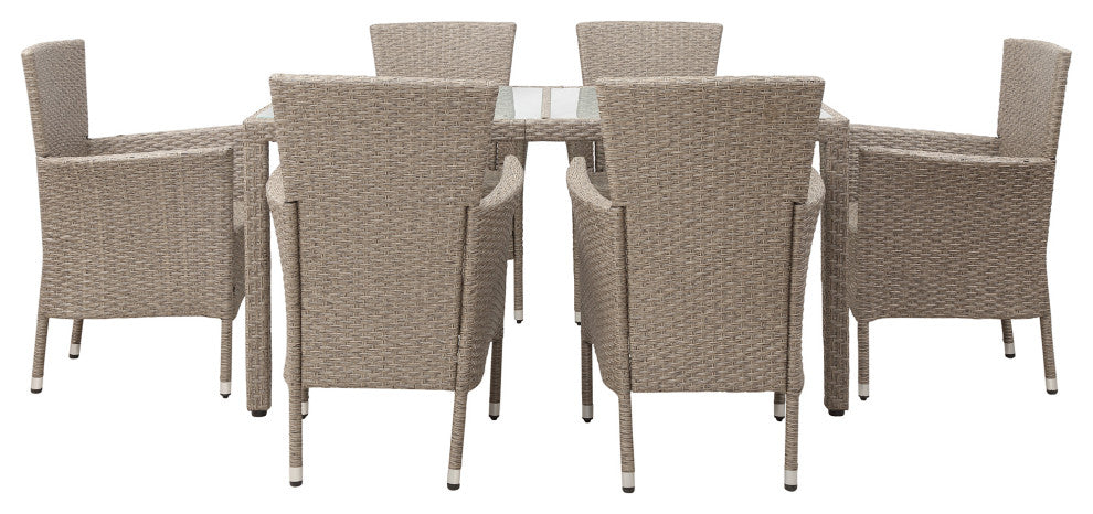 7 Pieces Outdoor Patio Wicker Dining Table Set With Cushion
