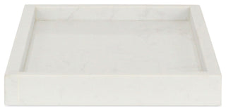Sarrasseau White Natural Marble Tray With Raised Rim