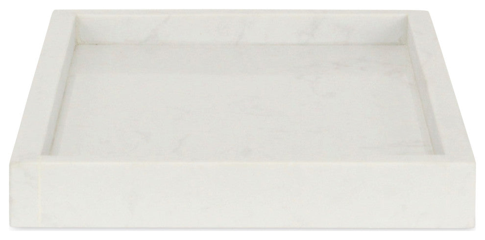 Sarrasseau White Natural Marble Tray With Raised Rim