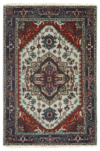 Navy/ Ivory Traditional Geometric Serapi Area Rug
