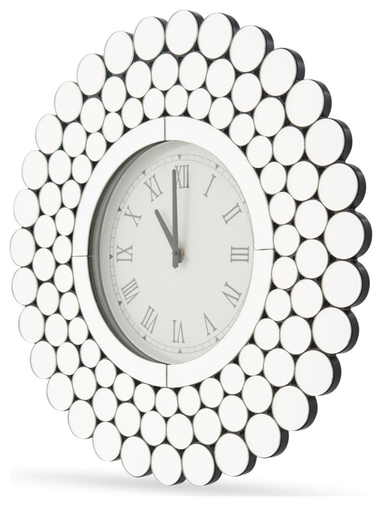 Montreal Round Mosaic Mirrored Wall Clock