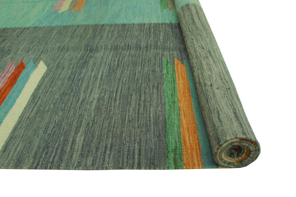 Winchester Kilim Edison Light Blue/Gray Rug, 6'8x9'9
