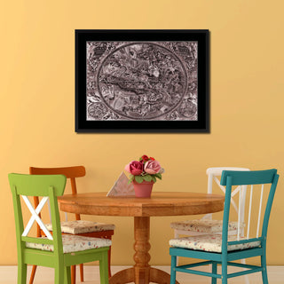 Christian Celestial Hemisphere Vivid Sepia Map On Canvas With Frame, 28" X 37"
