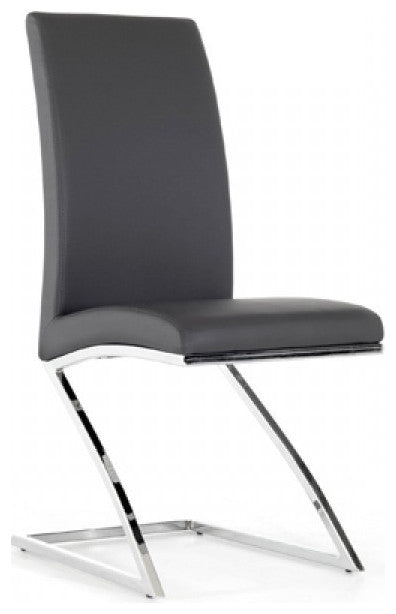 Set of 2 Modern White Faux Leather and Chrome Dining Chairs