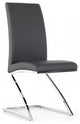 Set of 2 Modern White Faux Leather and Chrome Dining Chairs