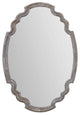 Sculpted Oval Gray Wood Wall Mirror, Rustic Vanity