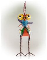 Alpine Wacky Tropical Metal Rooster Decor Statue, 17"