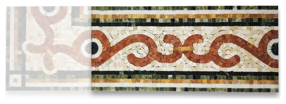 Coral Seagrass 8.3x17.7 Marble Mosaic Border Listello Tile Polished, 1 piece
