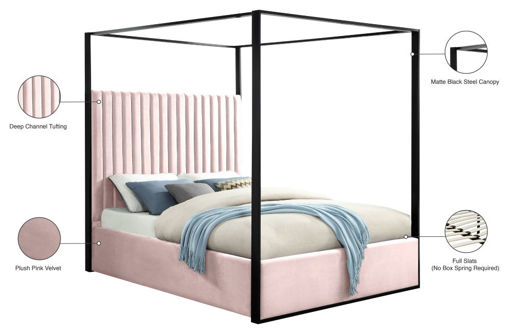 Jax Velvet Bed, Pink, Queen