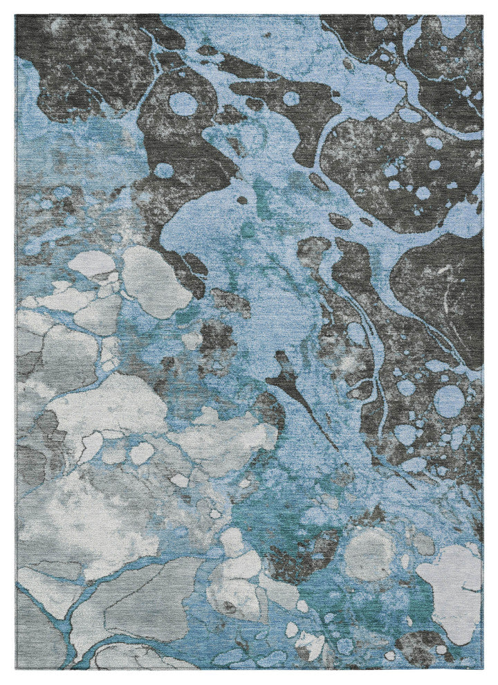 Machine Washable Indoor/Outdoor Chantille ACN1909 Blue 2'6" x 3'10" Rug