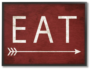 Eat With Arrow Red Framed Giclee Texturized Art, 16x20