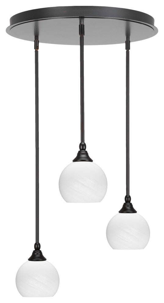 Empire 3-Light Cluster Pendalier, Espresso/White Marble