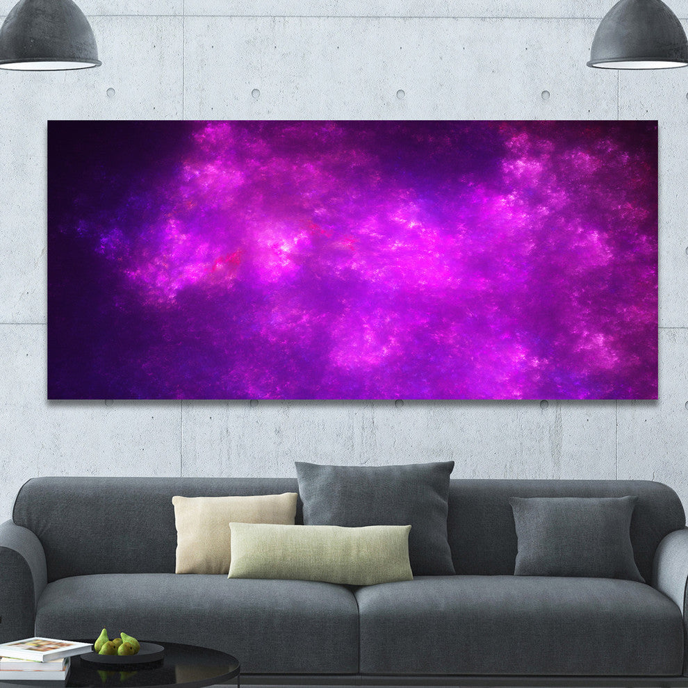 Purple Starry Fractal Sky, Oversized Abstract Canvas Art Print, 60x28