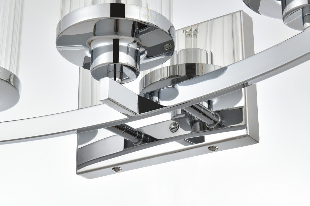 3 Light Chrome And Clear Bath Sconce