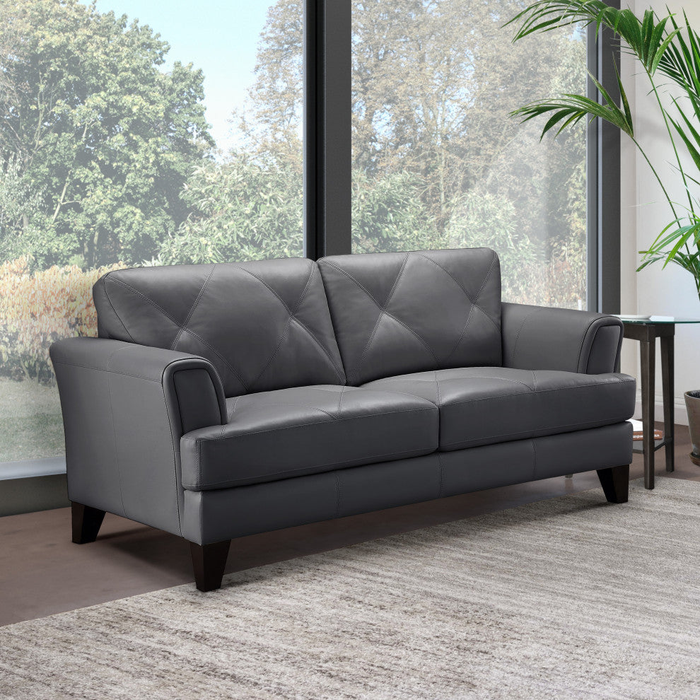 Savannah Leather Loveseat, Blue