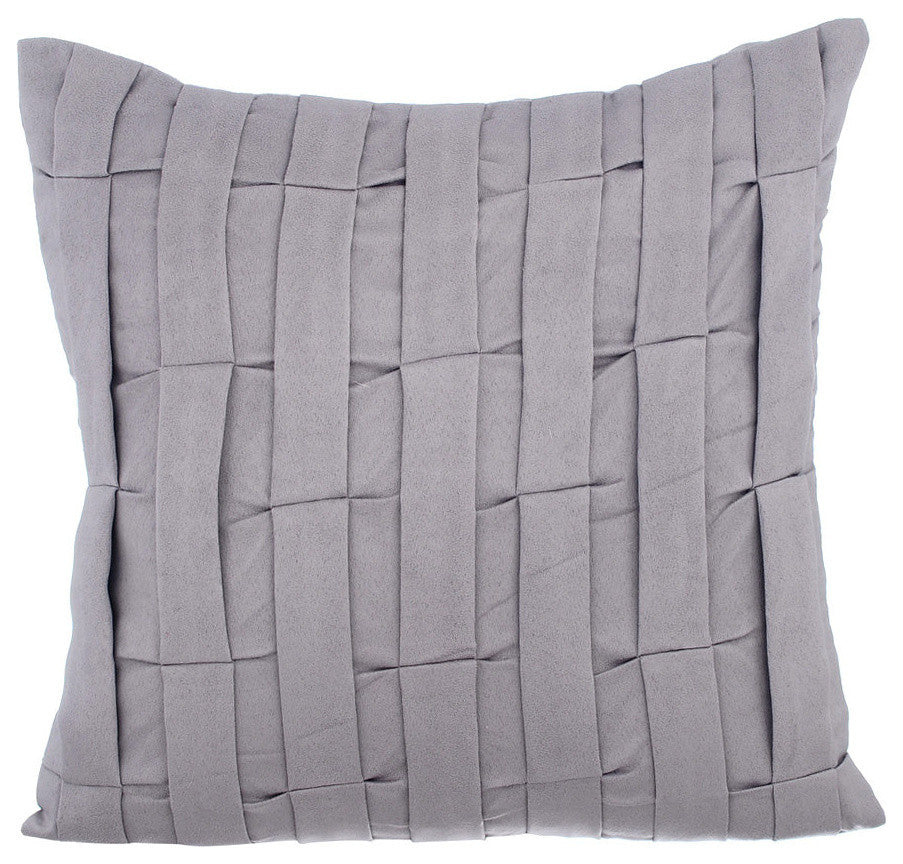 Gray Throw Pillow Covers 16"x16" Suede Fabric, Gray Love Tune