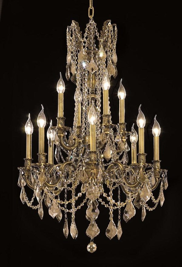 Elegant Rosalia Dining Room Light, Dark Bronze Finish With Royal Cut Crystal