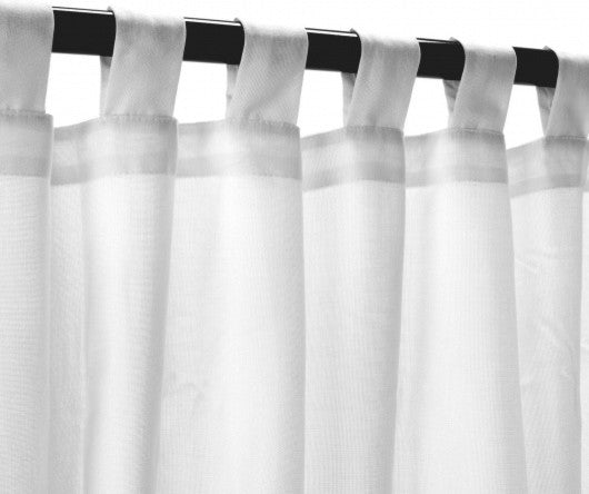 Snow Sheer Sunbrella Outdoor Single-Panel Curtain With Tabs, 96"x50"