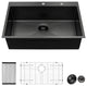 Black Stainless Steel Single Bowl Drop-In Kitchen Sink with Drain Assembly, Gunmetal Black, 28'' X 22''