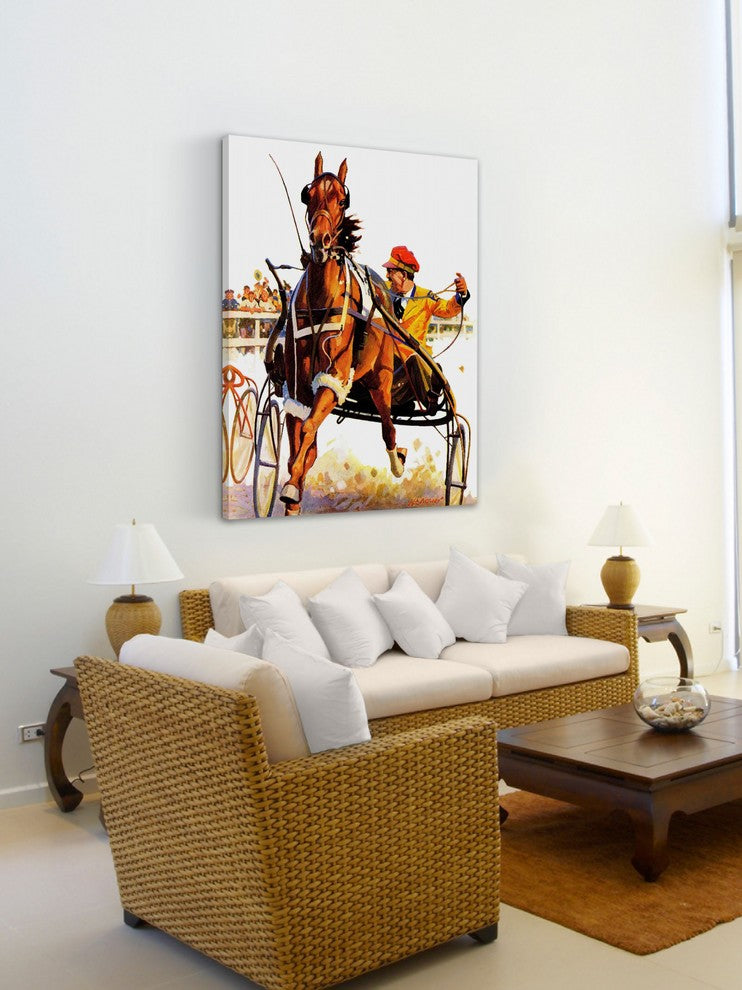 "Harness Race" Painting Print on Canvas by Maurice Bower