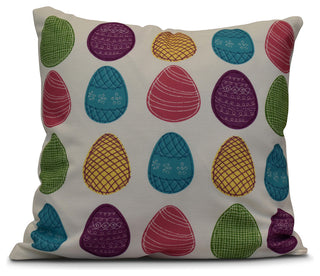 Eggs-Ellent!, Holiday Geometric Print Pillow, White, 18"x18"