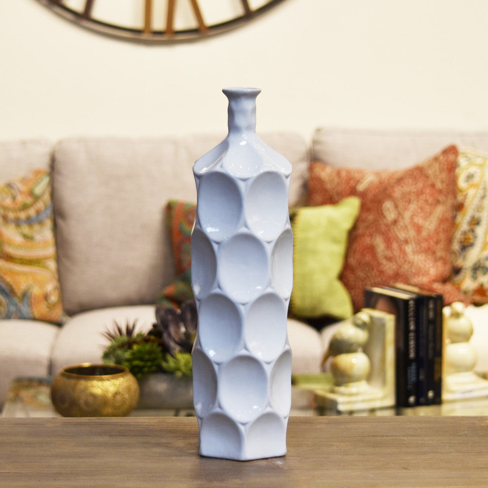 Ceramic Round Bottle Vase, White, Medium