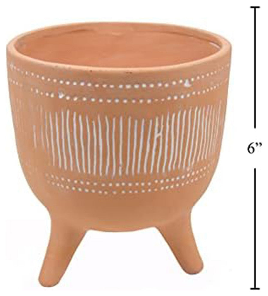 Ceramic Terracotta Abstract Planter, 5.5"D, Orange