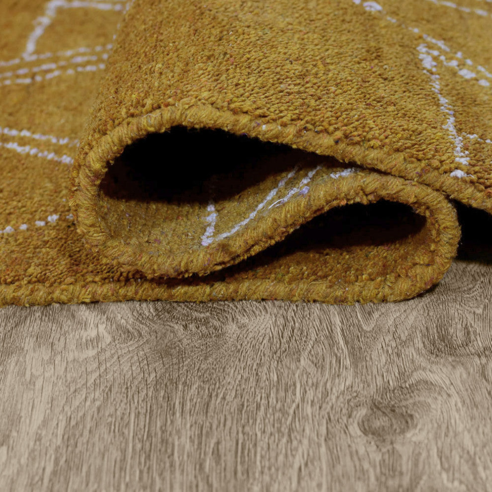 HAND KNOTTED LOOM SILK ECO-FRIENDLY RUGS-5'x8',Rectangle,Gold Beige,Contemporary