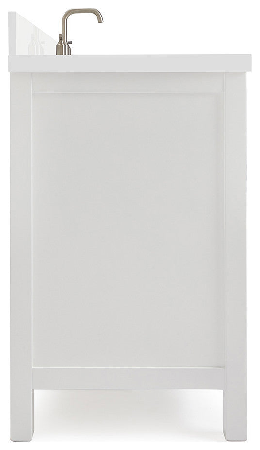 ARIEL Cambridge 61" Single Rectangle Sink Bathroom Vanity White With Quartz Top