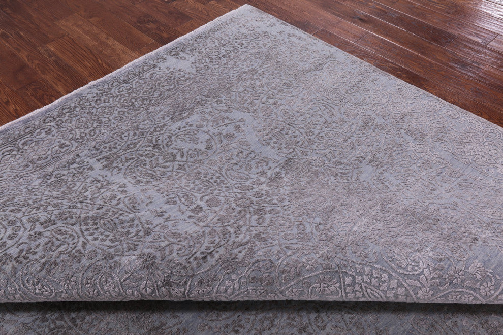 Wool and Silk Hand Knotted Modern Rug 8' 9" X 12' 2" Q9452