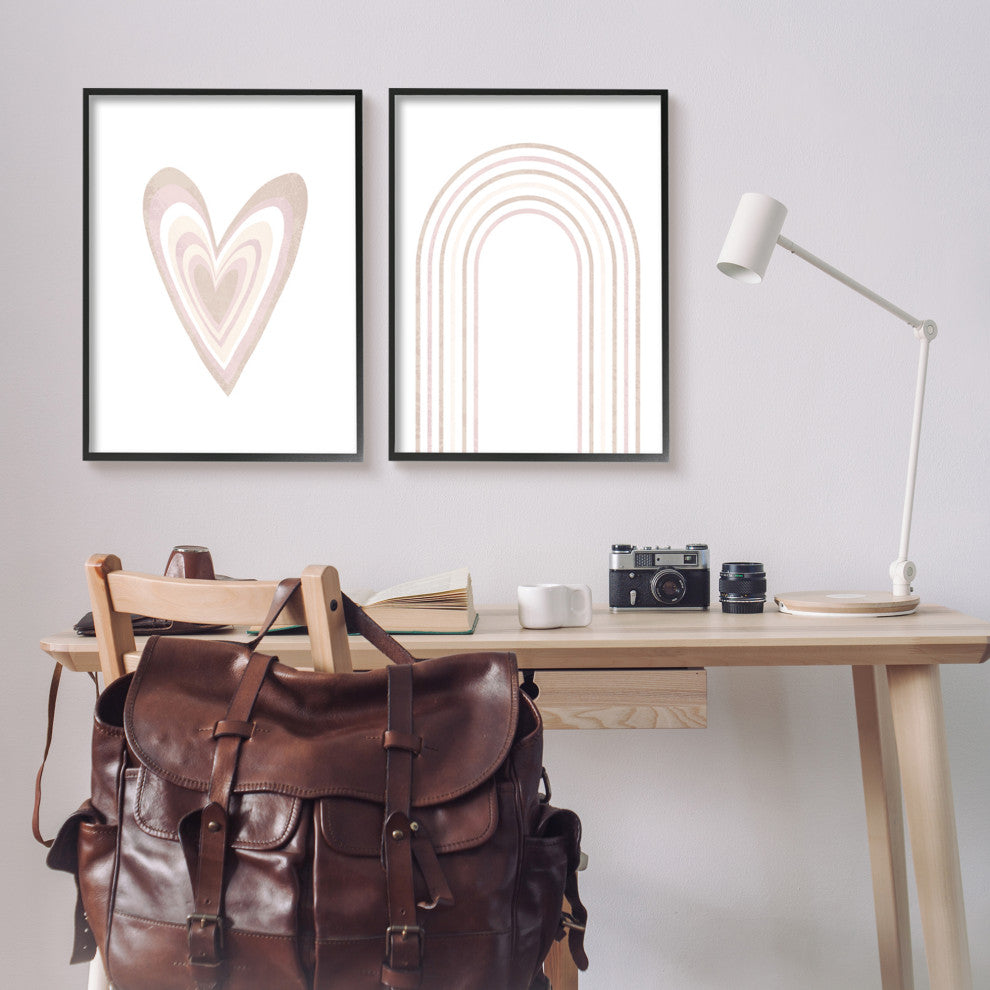 Kid's Heart Rainbow Stripped Patterns Soft Neutral Pink,24 x 30