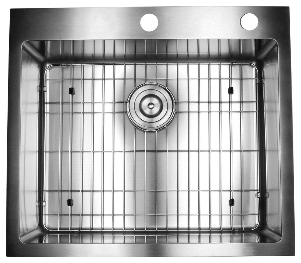 25" 16 Gauge Topmount Single Bowl Stainless Steel Sink Package
