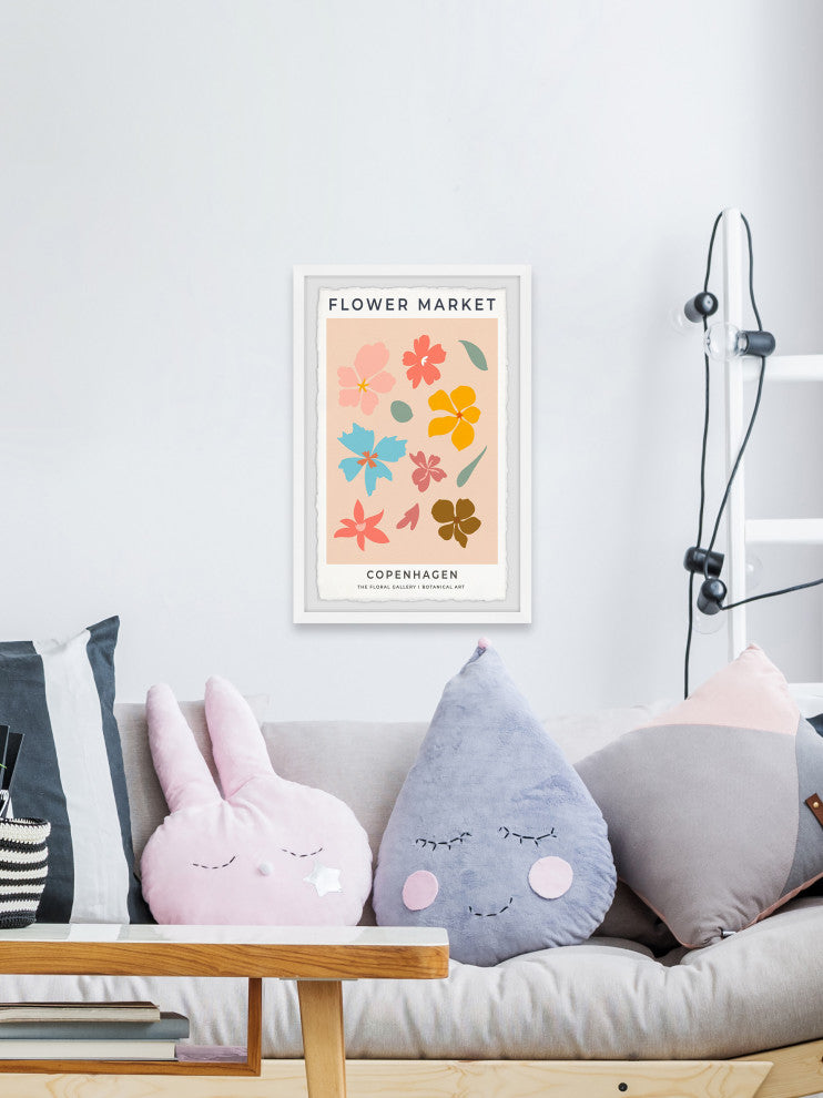 "Flower Market Copenhagen" Framed Painting Print, 12x18