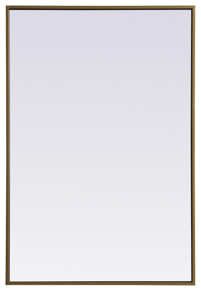 Metal Frame Rectangle Mirror 24X36 Inch, Brass