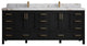 Malibu 84" Double Sink Bath Vanity in Black 2" Viola Gold