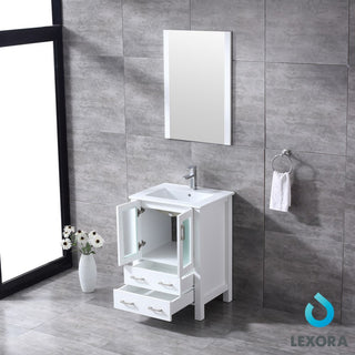 Volez 24" Single Vanity Cabinet Integrated Top Integrated Sink, 22" Wall Mirror