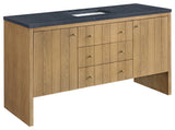 Hudson 60" Single Vanity, Light Natural Oak,  Charcoal Soapstone Top