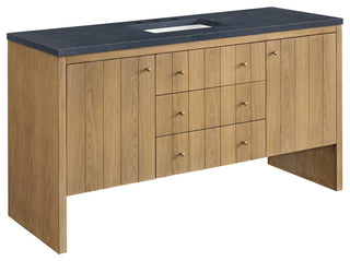 Hudson 60" Single Vanity, Light Natural Oak,  Charcoal Soapstone Top